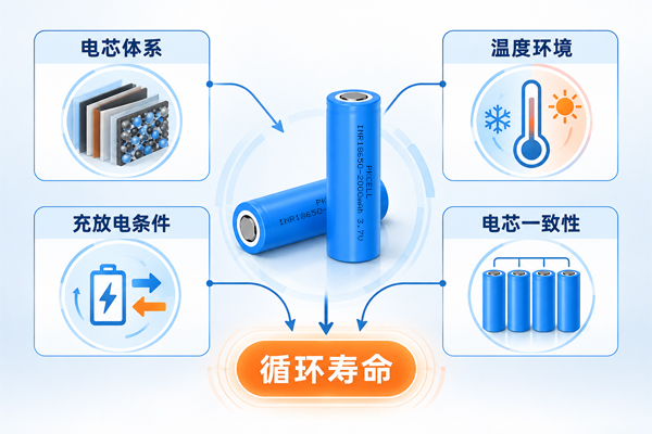 影响锂电池循环寿命的主要因素示意图 影响锂电池循环寿命的主要因素示意图